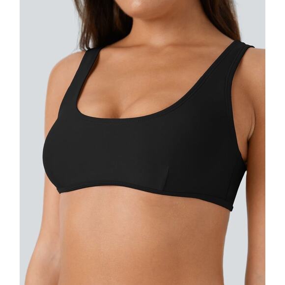 Halara Solid U Neck Black Bikini Top Swimsuit Size Large NWT - Picture 4 of 6